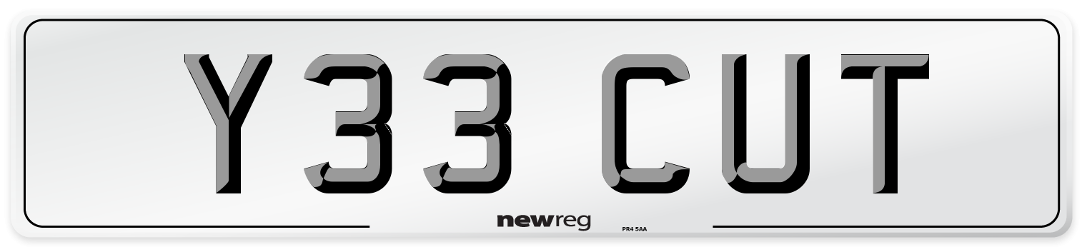 Y33 CUT Number Plate from New Reg